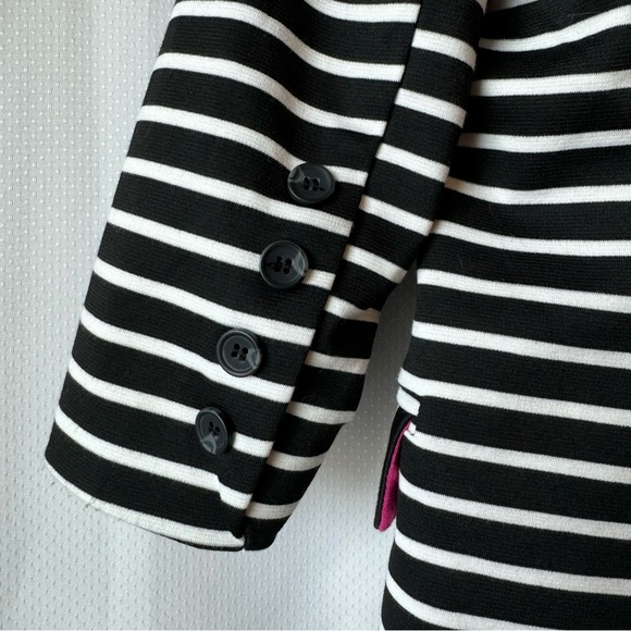 Monteau | 3/4 Length Sleeves | Black & White Striped Blazer - Picture 5 of 7